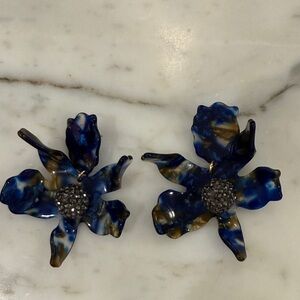 Lele Sadoughi Blue and Brown Floral Earrings